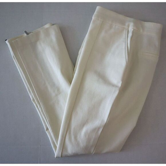 Derek Lam 10 Crosby Women Sz 4 Soft White Van Cropped Zip Front Slit Pants - Picture 10 of 12